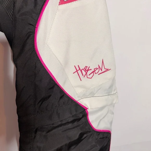 Girls Gem Black, White & Pink Motorcycle Riding Pants with Removable Pant Legs - Picture 5 of 15